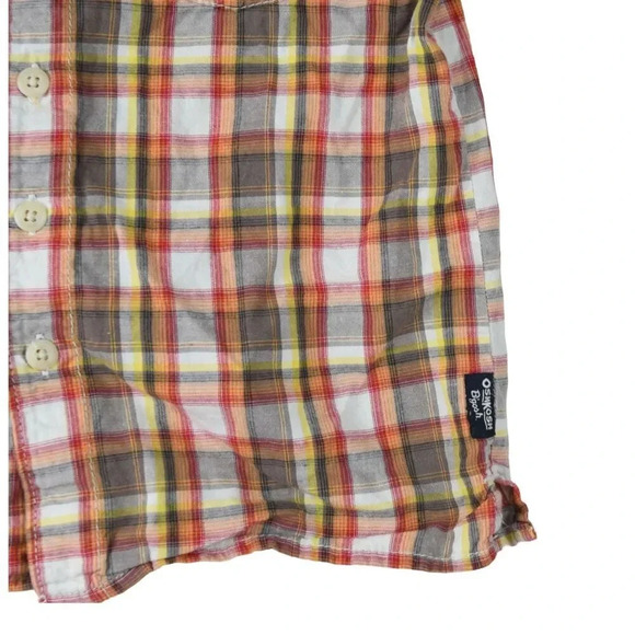 Oshkosh Plaid Flannel Shirt Boys Size S 6, Short Sleeve Button Up, Red, Blue - Picture 3 of 7